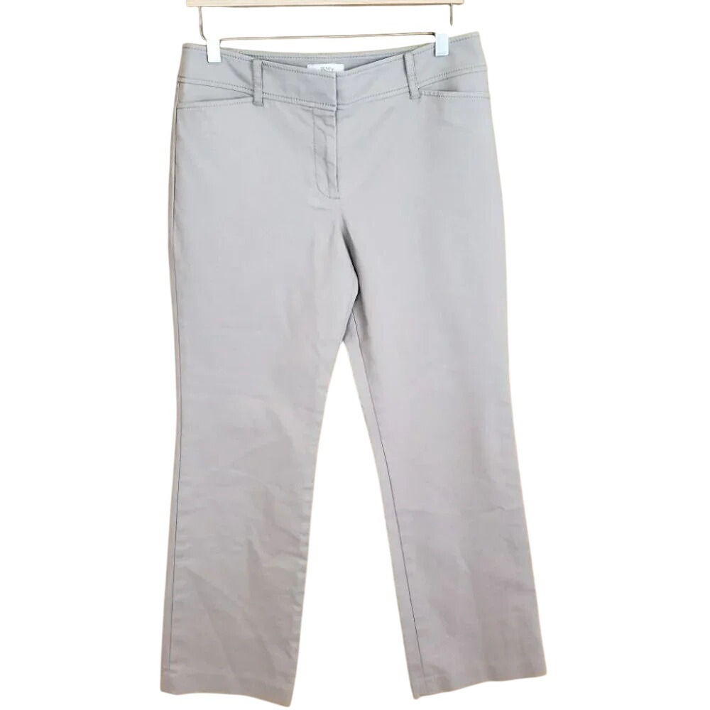 Loft Dress Pants 8 Gray Straight Leg Mid Rise Stretch Cotton Workwear‎